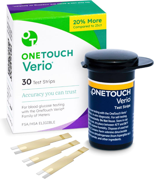 OneTouch Verio Test Strips Value Pack, For Blood & Glucose Testing, 30 Count