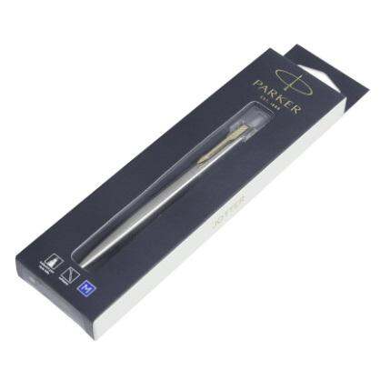 Parker Jotter Stainless Steel Gold Trim Ballpoint Pen, SS GT Blue M (1953182)