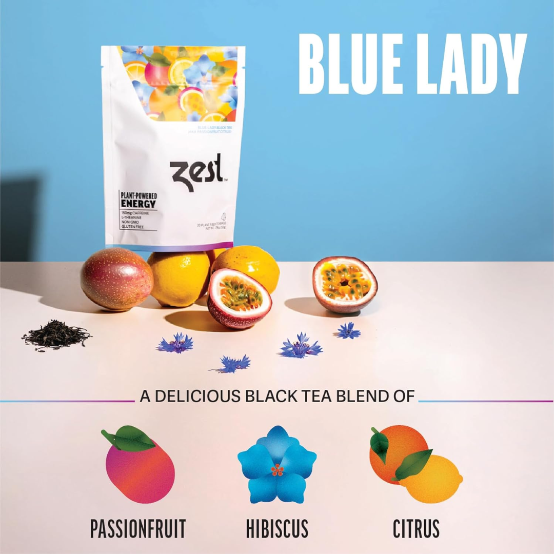Zest Blue Lady Passionfruit Citrus Black Tea, 20 Teabags