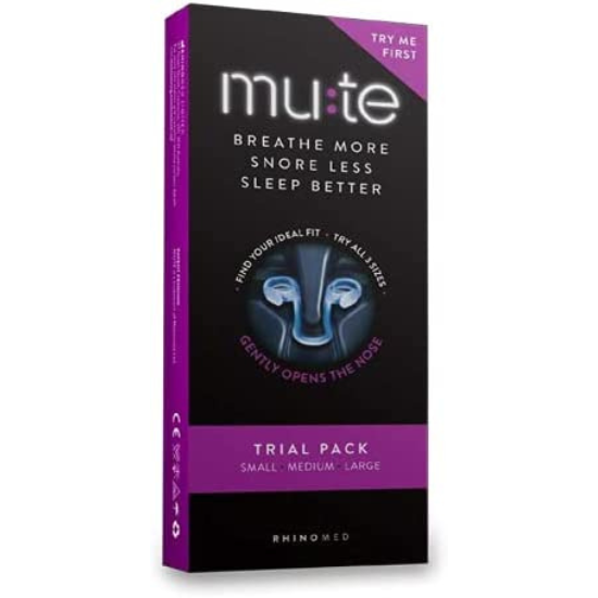 Rhinomed | Mute Nasal Dilator for Snore Reduction Aid Solution 1 Trial Pack Small, Medium, Large