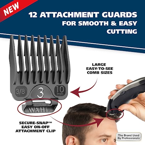 Wahl Rechargeable Hair Clipper Lithium Ion Model 79608 Hair Cutting Kit Premium Finishing Tools