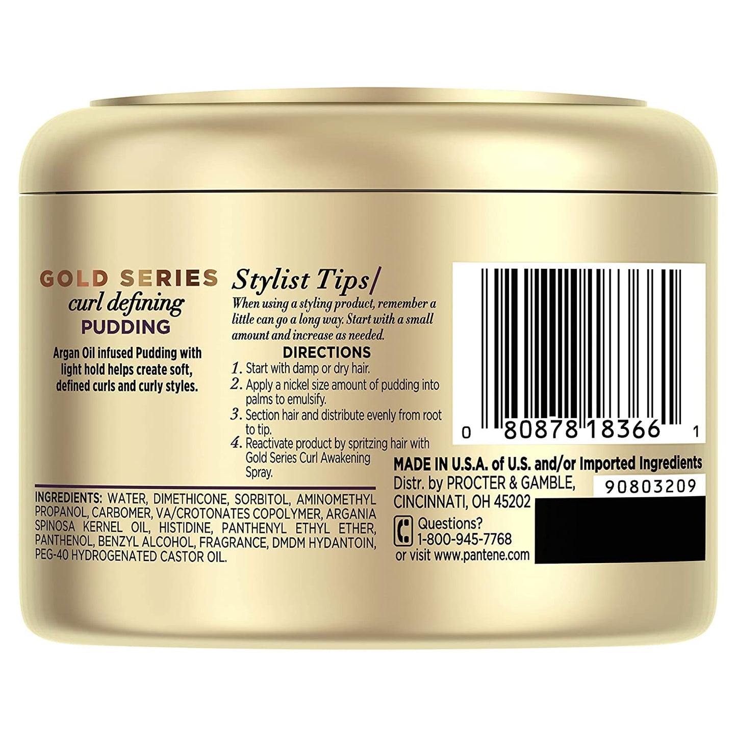 Pantene Pro-V Gold Series Curl Defining Pudding Infused with Argan Oil 7.6 fl oz / 225 ml