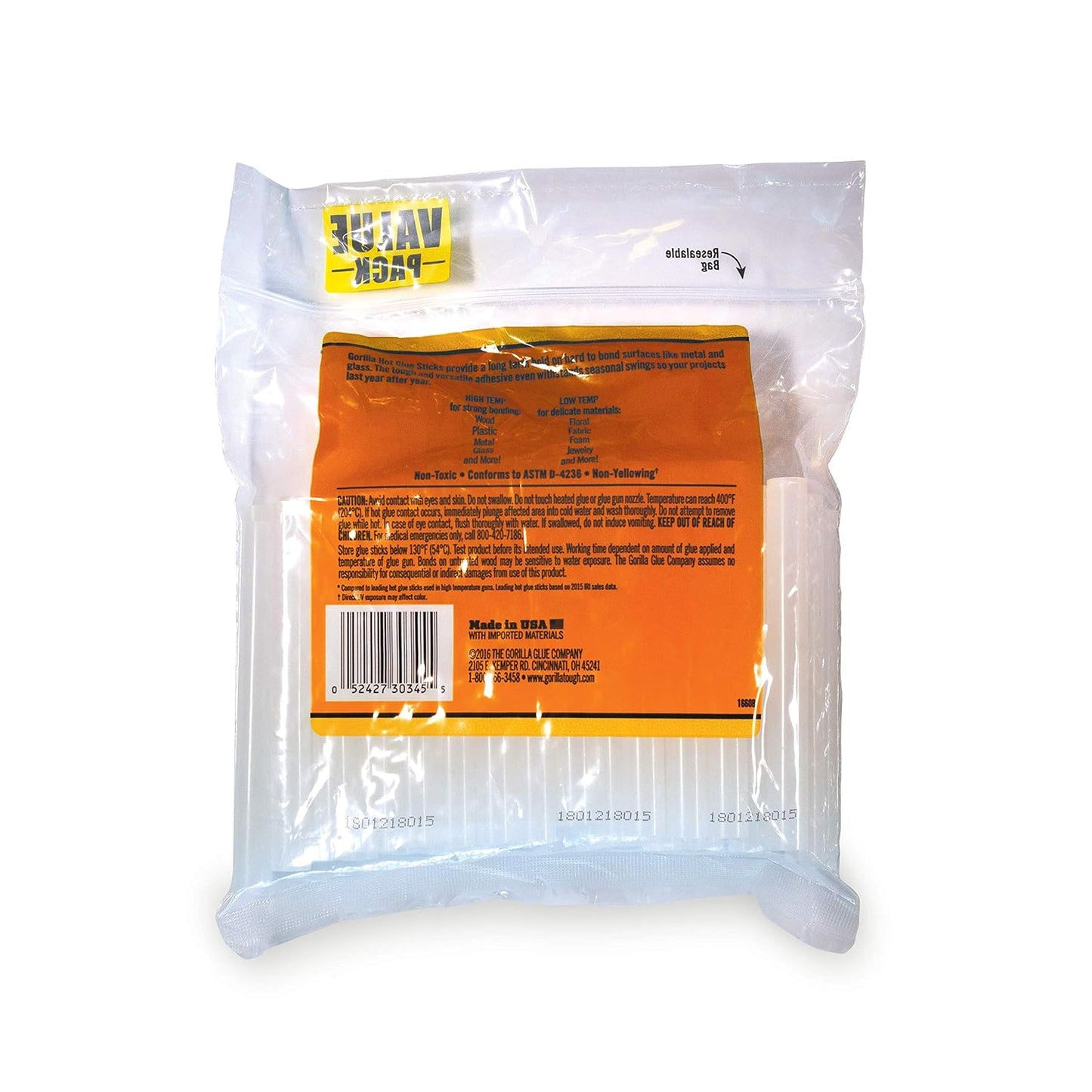 Gorilla Hot Glue Sticks 4"x.27", 75 Pcs