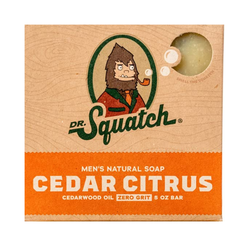 Dr. Squatch Men's Natural Soap Cedarwood Oil Zero Grit Cedar Citrus 5 Oz Bar