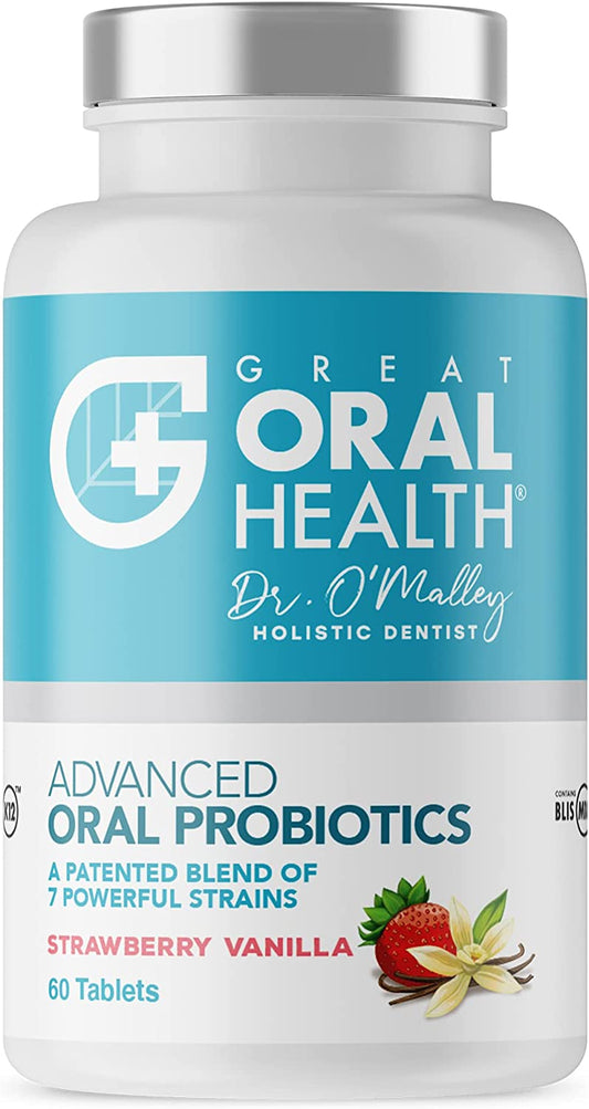 Great Oral Health Advanced Oral Probiotics Dentist Developed Strawberry Vanilla Flavor 60 Tablets