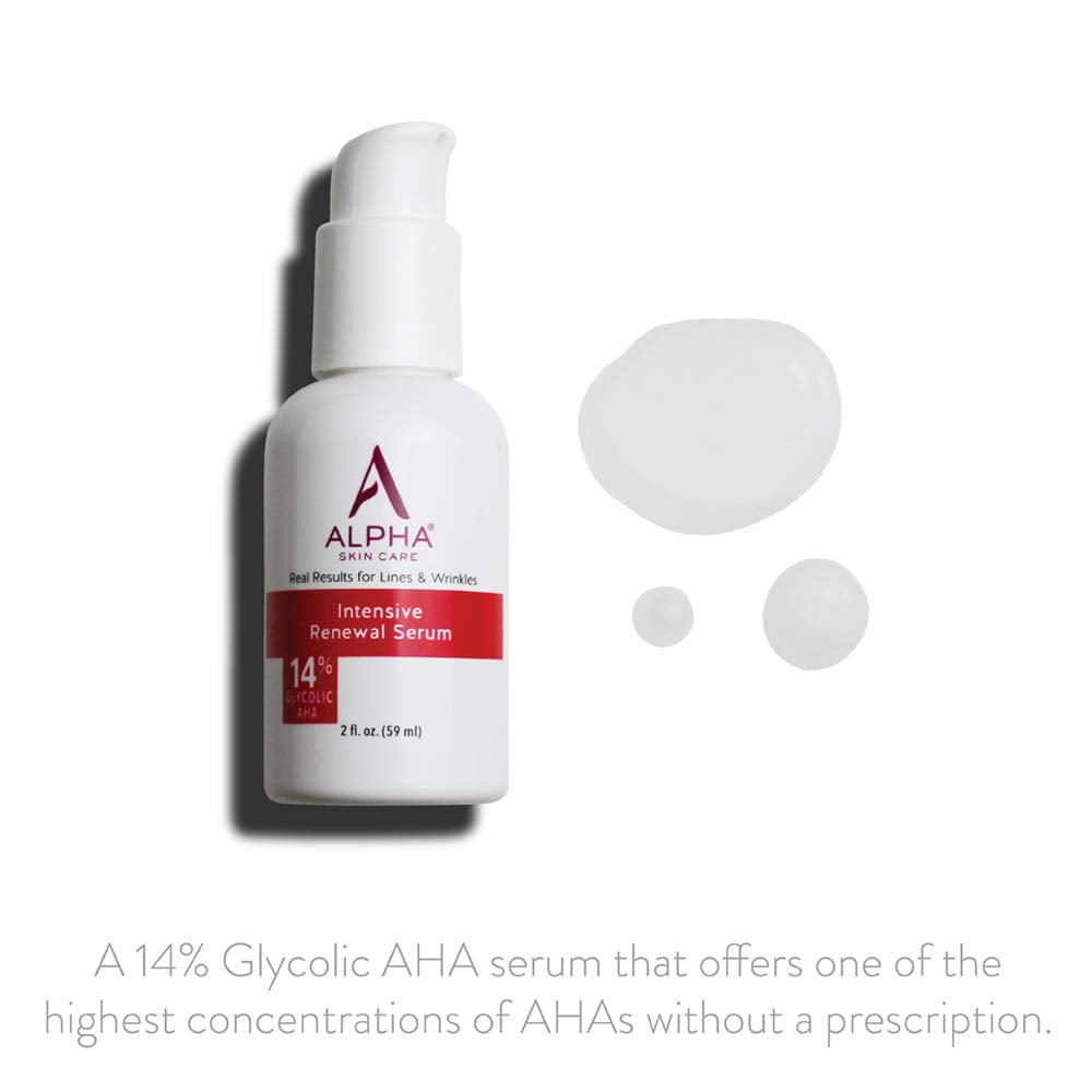Alpha Skin Care Intensive Renewal Serum 14% Glycolic AHA for Fine Lines & Wrinkles, 2 fl.oz / 59 ml