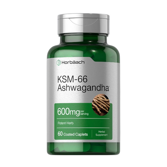 Horbaach KSM-66 Ashwagandha 600mg Potent Herb 60 Coated Caplets