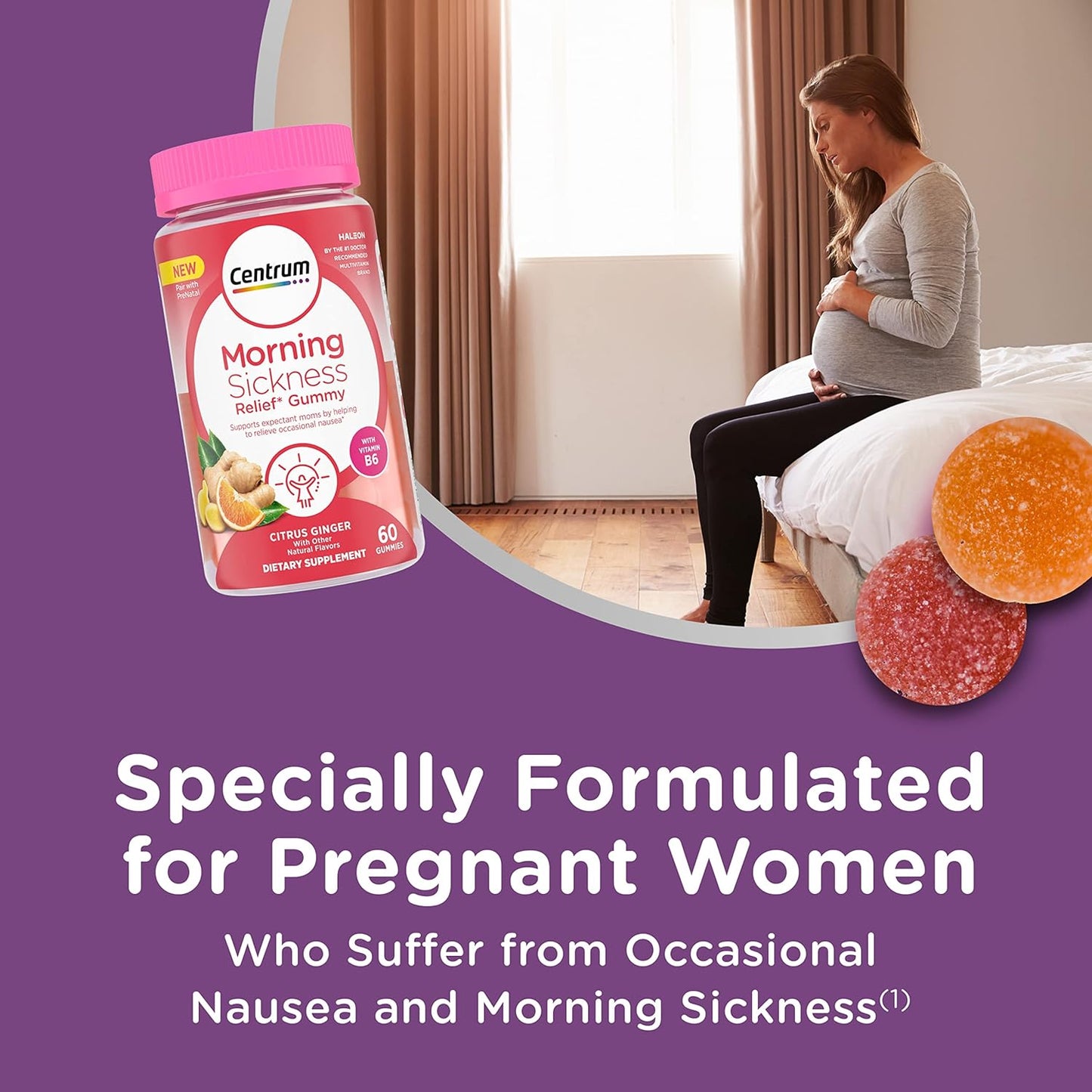 Centrum Morning Sickness Relief Gummy Citrus Ginger 60 Gummies