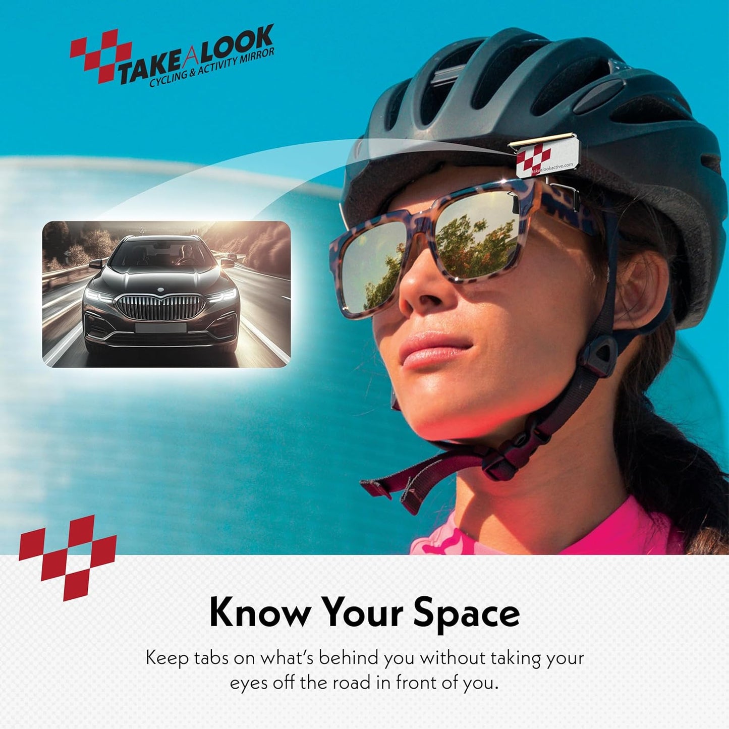 Take A Look Activity Mirror for Sunglasses or Bike Helmet Visors Rear View (Compact)