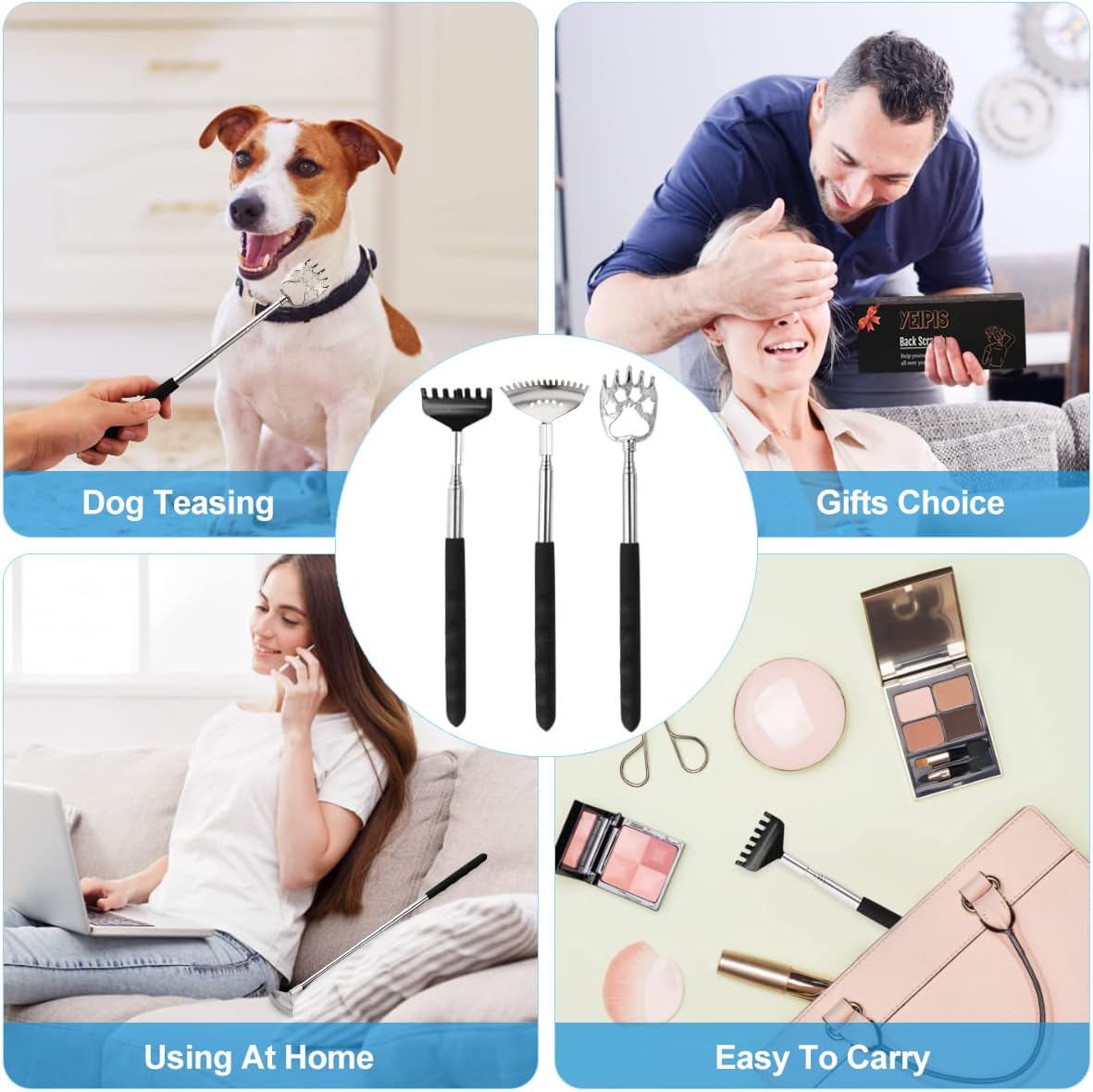 Yeipis Telescopic Back Scratcher , 3 Pieces