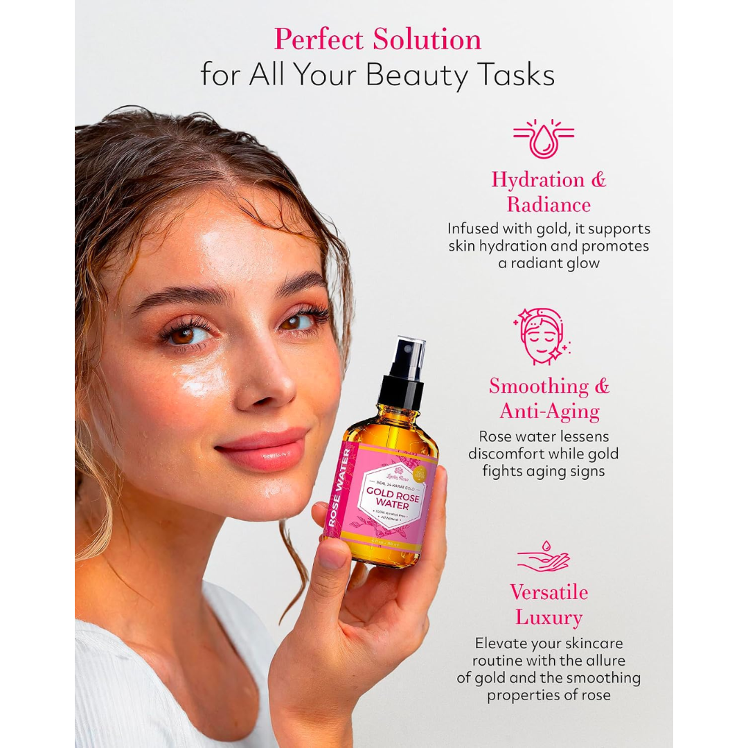 Leven Rose 24k Gold Rose Water Toner, 4 oz / 118 ml