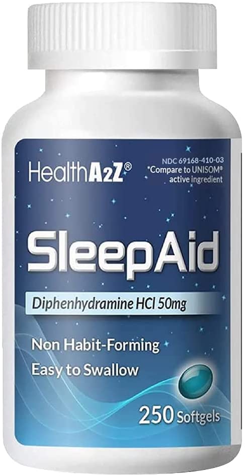 HealthA2Z Sleep Aid 50mg Supports Deeper & Restful Sleeping, Non Habit-Forming 250 Softgels