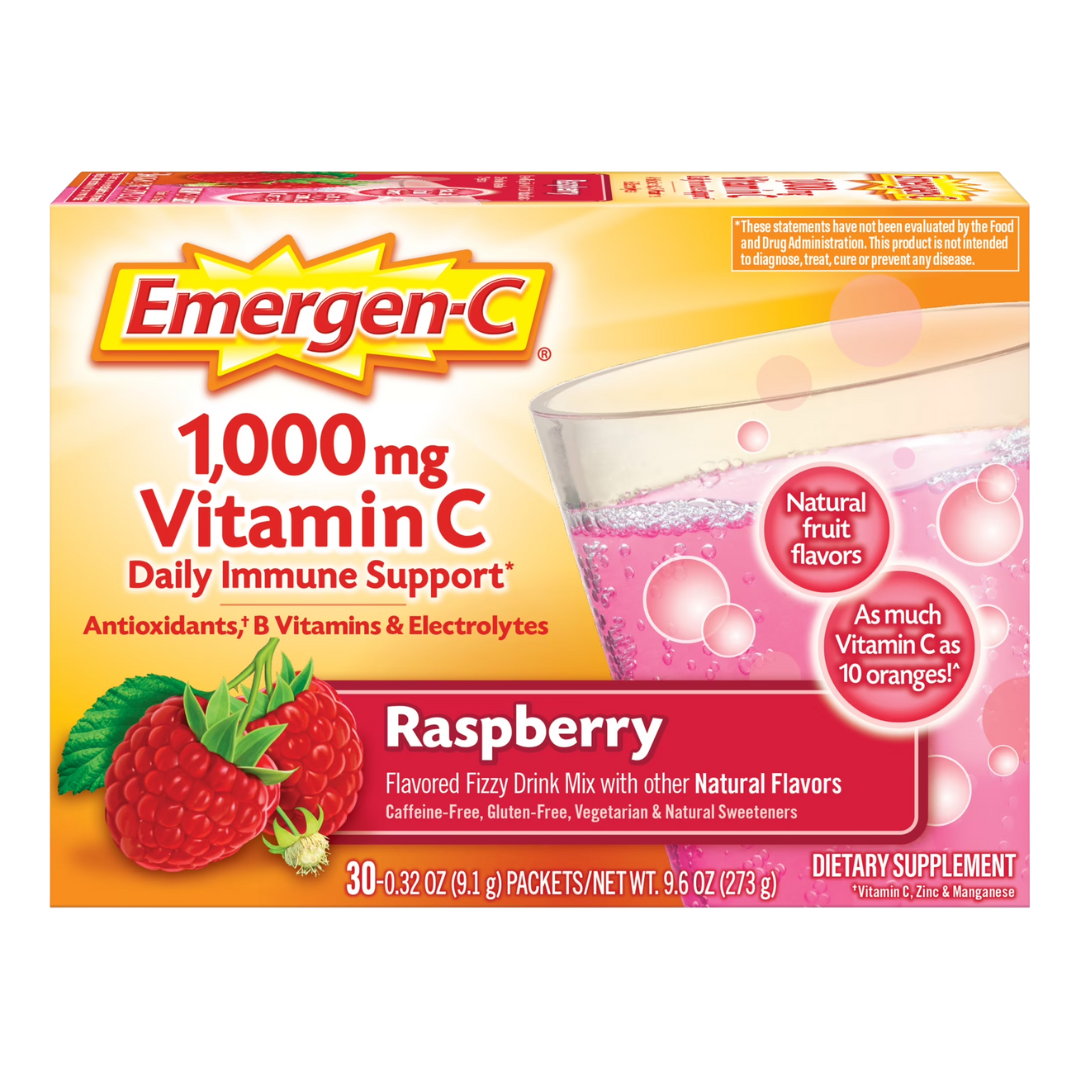 Emergen-C 1000mg Vitamin C Powder 30 Count, PACKAGING MAY VARY (NO BOX)