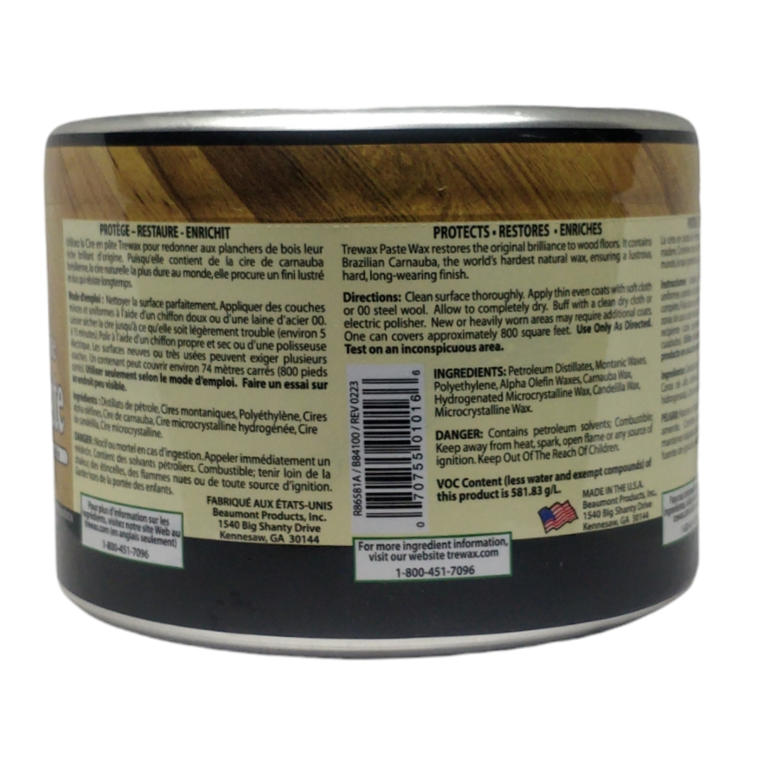 Trewax Clear Paste Wax With Natural Carnauba Wax 12.35 oz / 350g