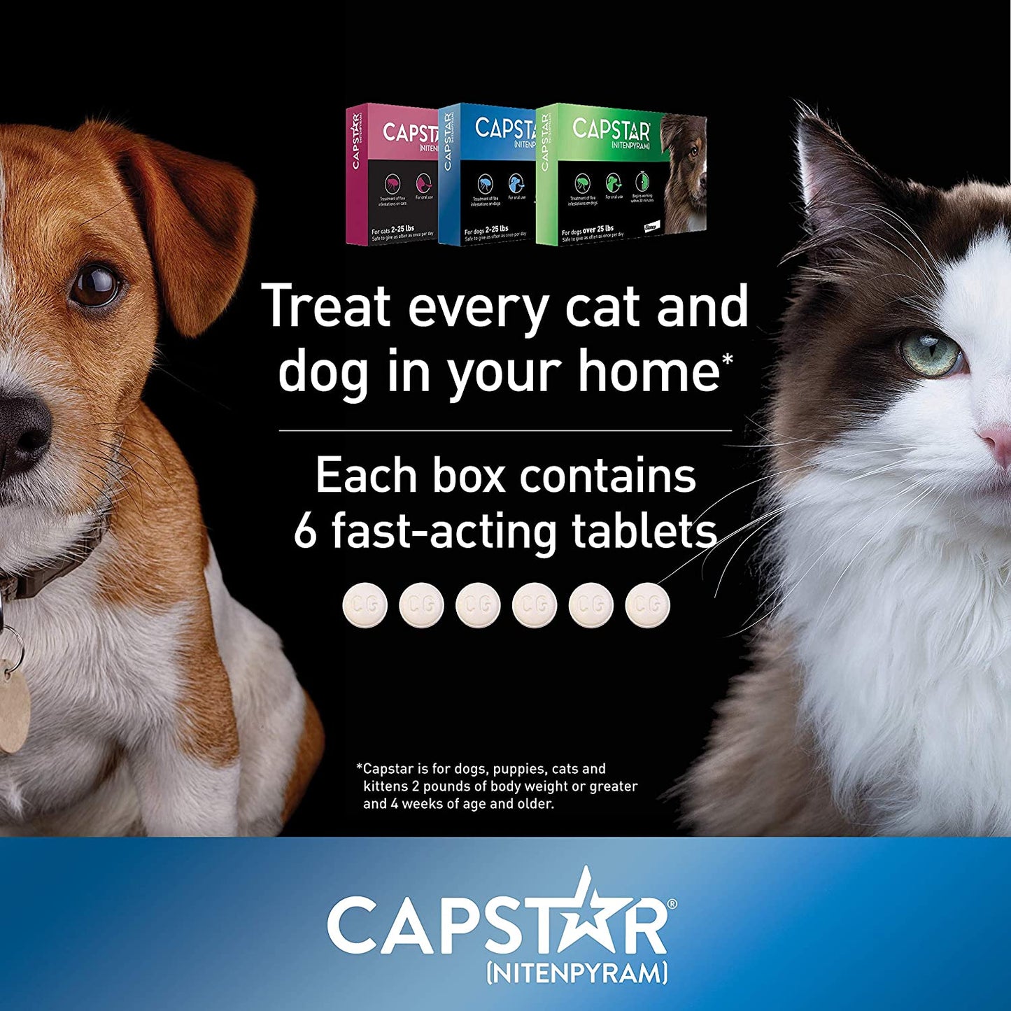 Capstar Fast-Acting Oral Flea Treatment for Dogs over 25 lbs. 57.0 mg, 6 Tablets