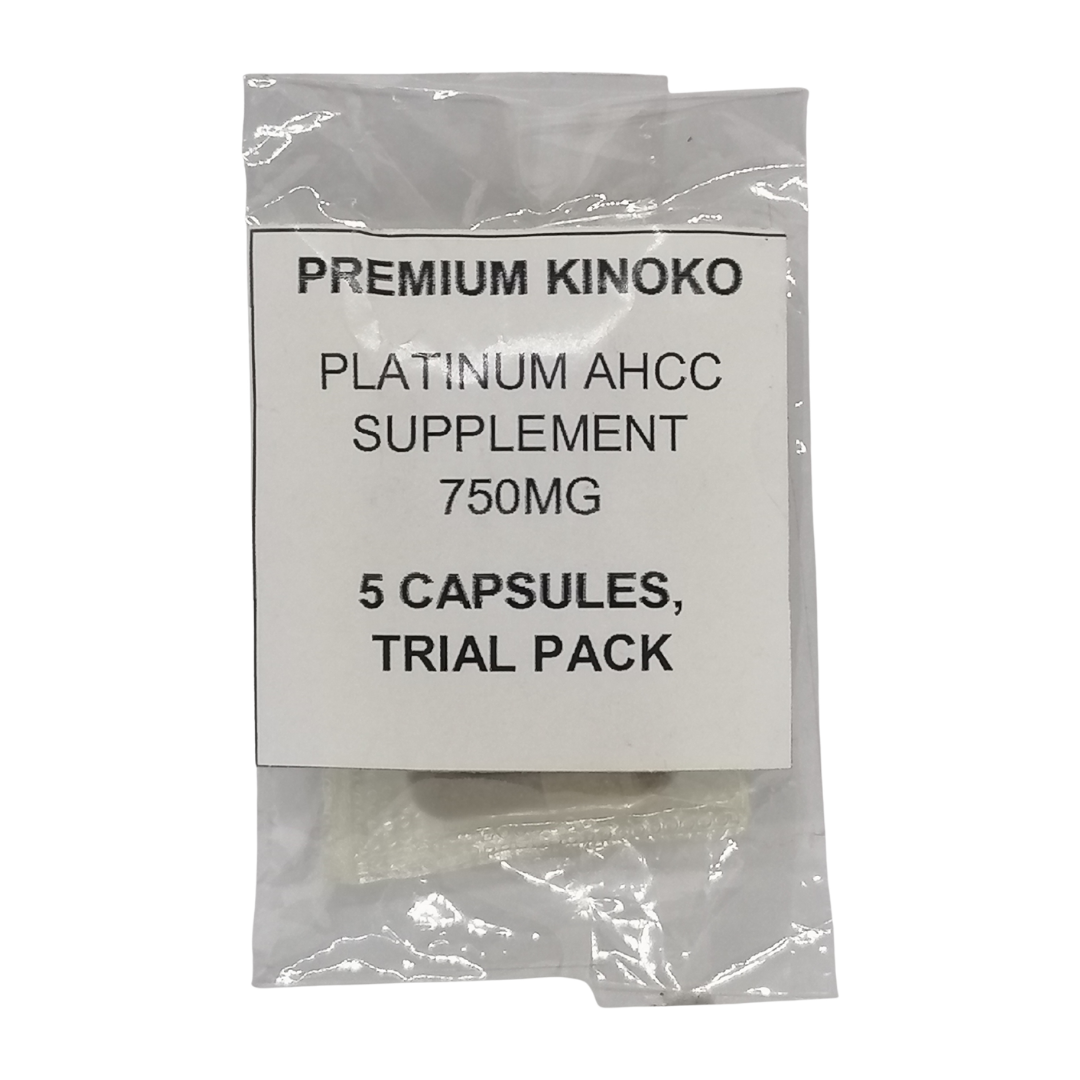 Trial Size Premium Kinoko Platinum AHCC Supplement 750 mg, 5 Capsules