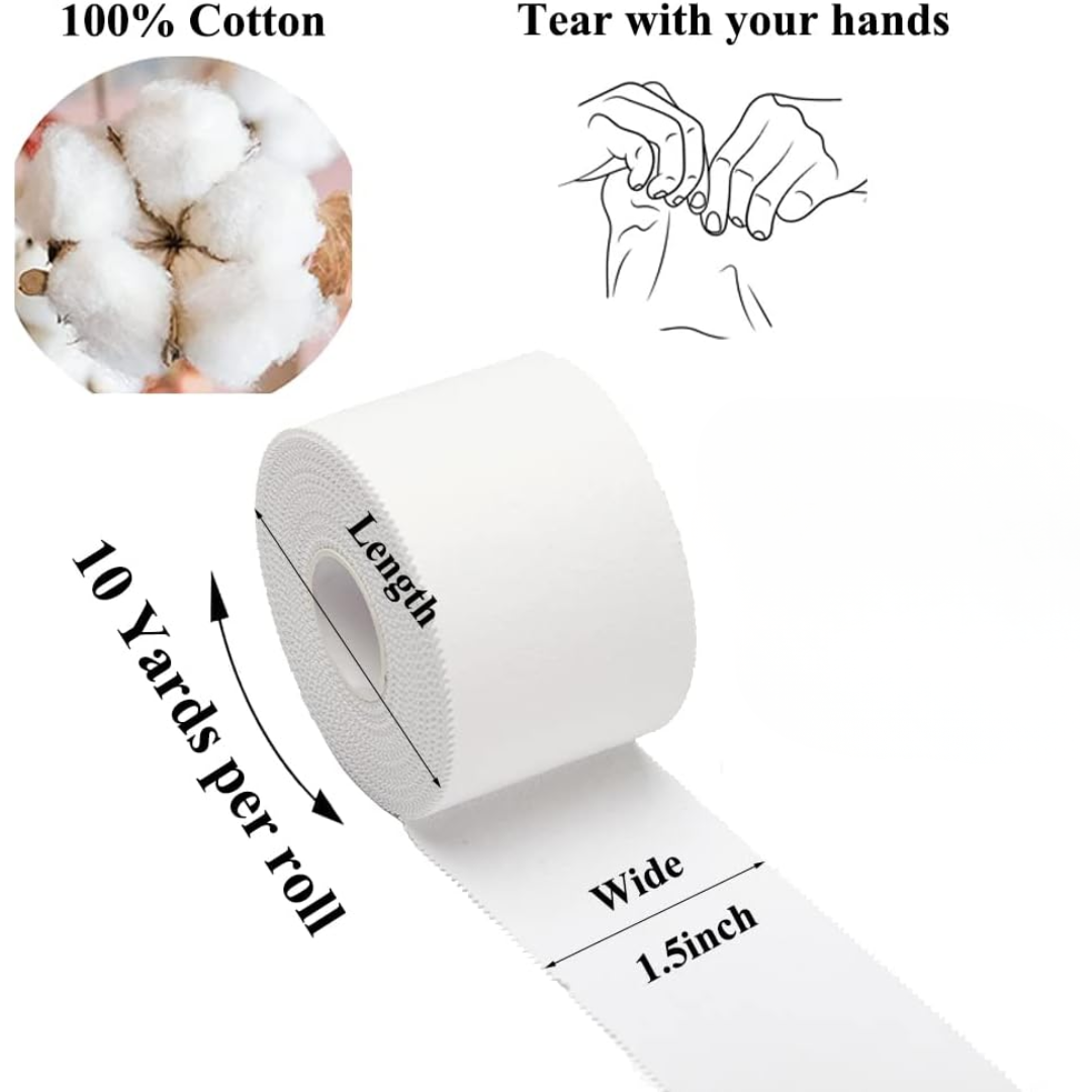 White Athletic Tape, 5 Rolls