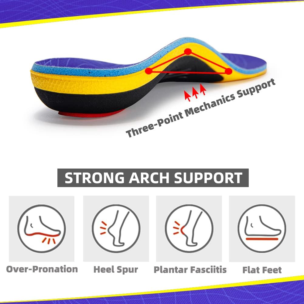 Valsole Orthotic Insert Arch Support Insoles - Men 10-10 1/2 / Women 12-12 1/2 (290mm)