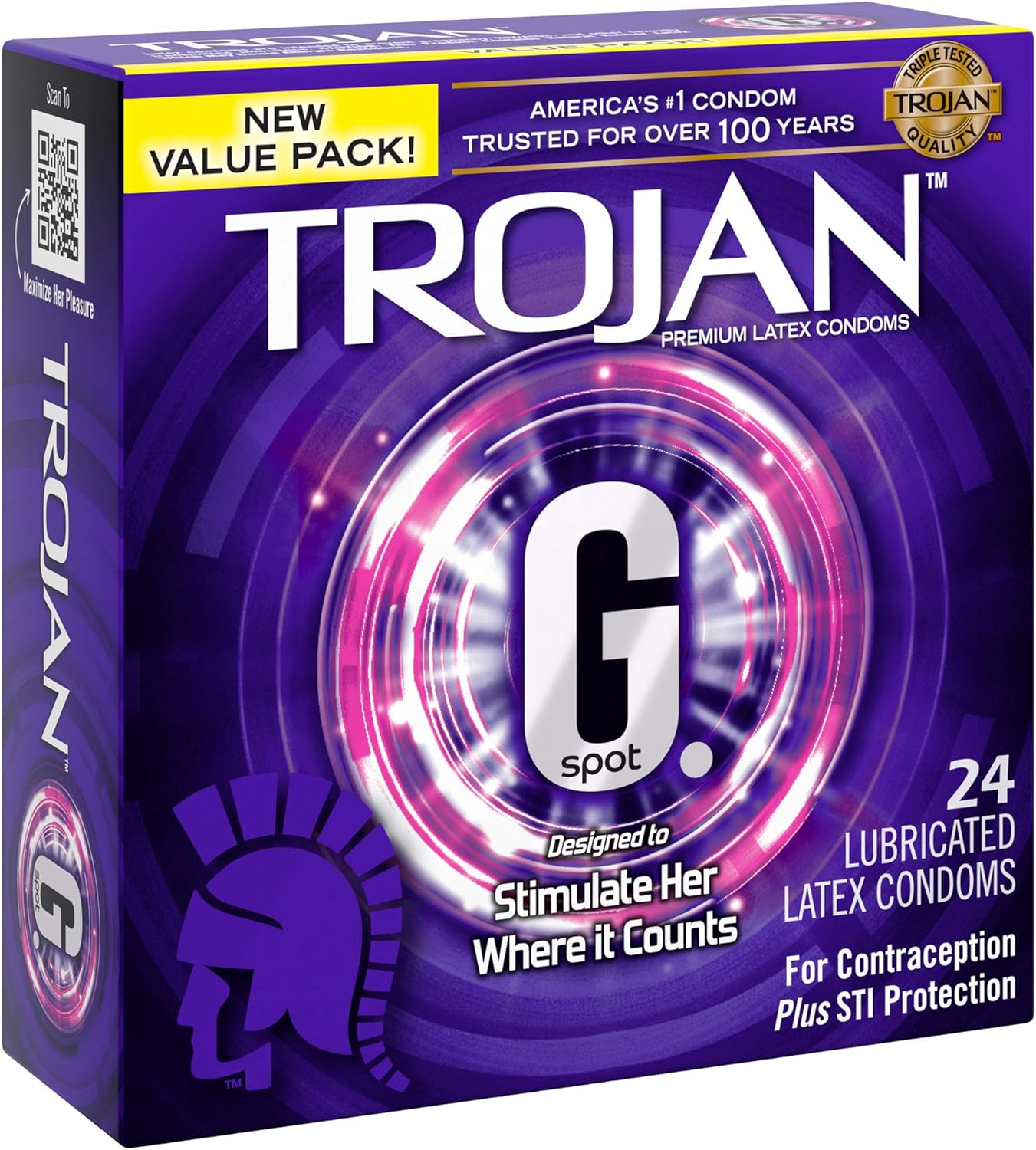 Trojan G Spot Lubricated Latex Condom (24 Count)