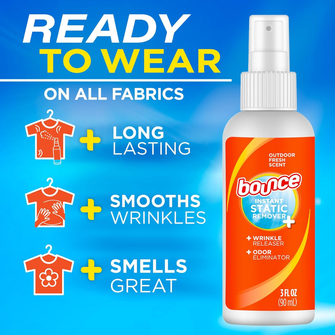 Bounce Instant Fabric Static Remover Outdoor Fresh Scent, 3 oz / 90 ml