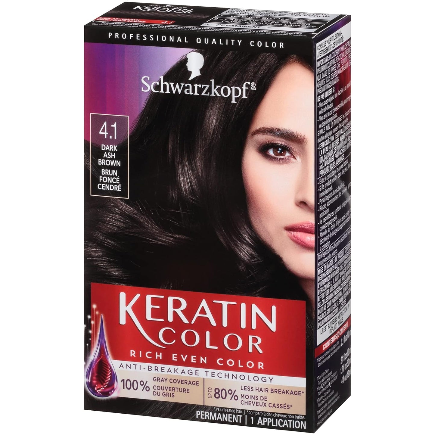 Schwarzkopf Keratin Color Permanent 1 Application (4.1 Dark Ash Brown)