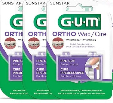 GUM Ortho Wax with Vitamin E (PACK OF 3)