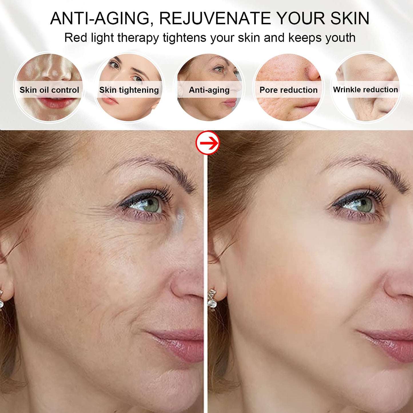 NEWKEY LED Facial Skin Care Beauty Mask Light Therapy for Acne & Wrinkle Reduction