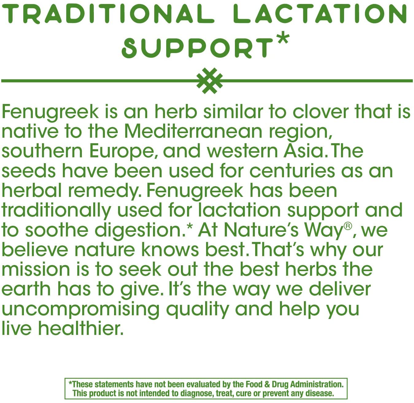Nature's Way Fenugreek Seed Non-GMO 1220mg Per Serving, 320 Vegan Capsules