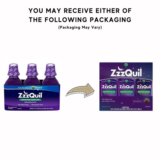 Vicks ZzzQuil Nighttime Sleep Aid Liquid, Warming Berry12 fl.oz Pack of 3 Bottles PACKAGING MAY VARY