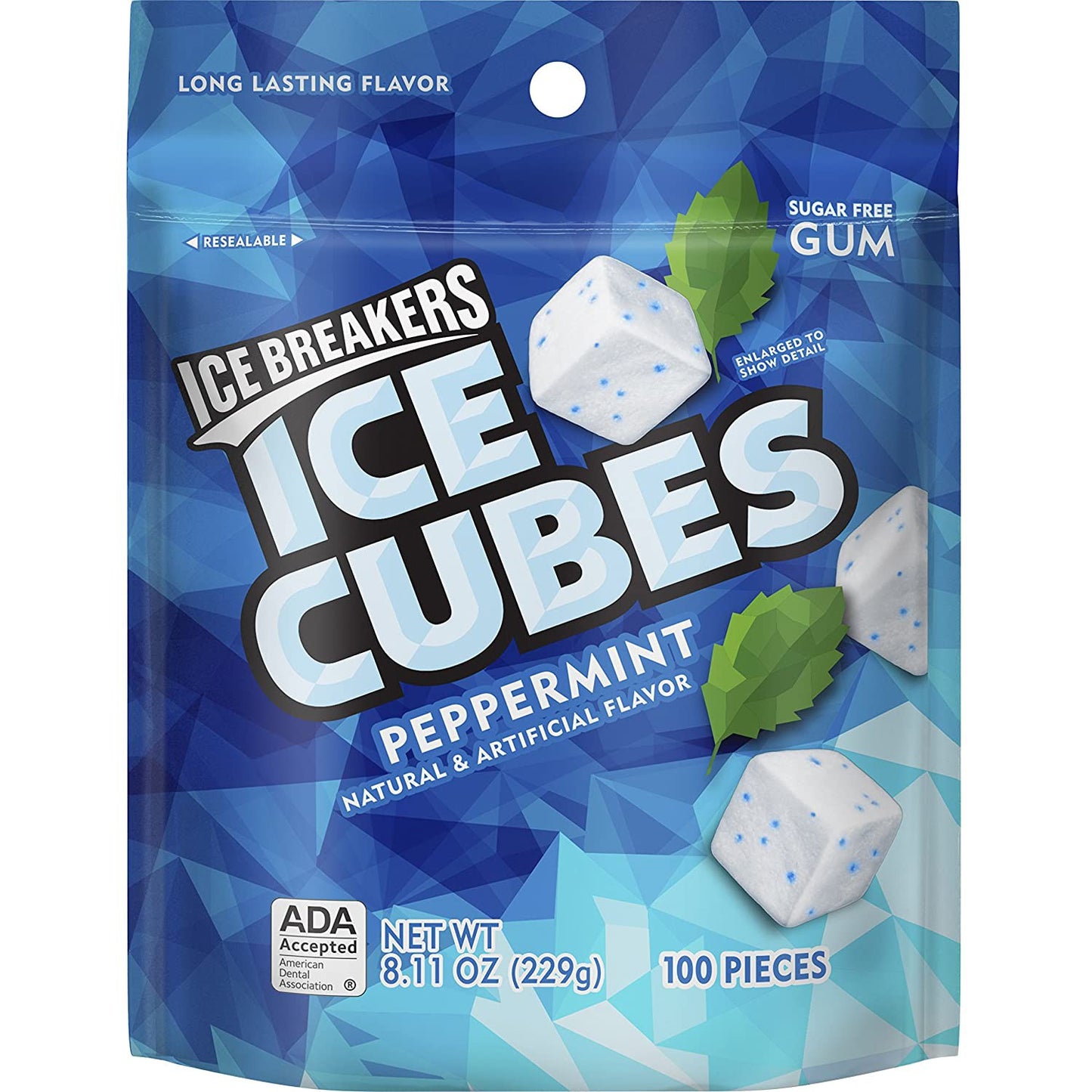 Ice Breakers Ice Cubes Sugar Free Gum, Peppermint, 100 Pieces