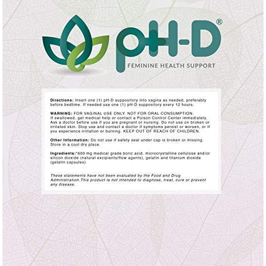 pH-D Feminine Support Boric Acid Vaginal Suppositories 24 ct