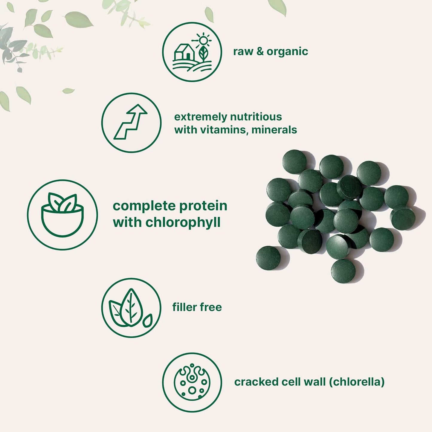 Microingredients Organic Spirulina Chlorella Supplement 720 Tablets