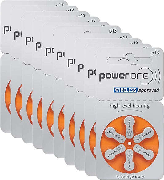 Powerone Size 13 Hearing Aid Batteries Zinc Air P13 Pack of 60