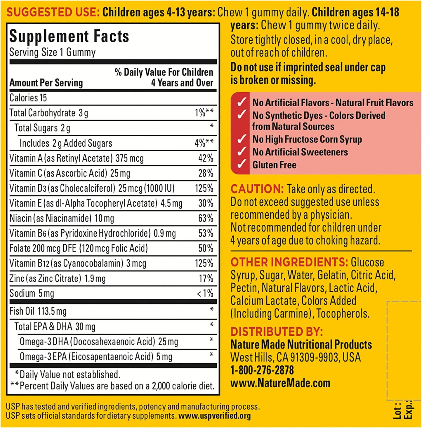 Nature Made Kids First Multi With Omega-3 Strawberry Lemon & Orange With Other Natural Flavor - 70 Gummies