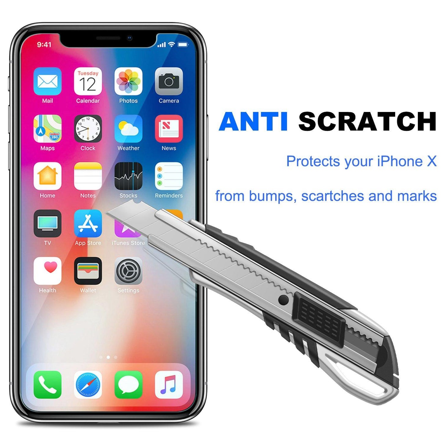 NEARPOW Tempered Glass Screen Protector, 3 Pack for iPhone X Screen Protector