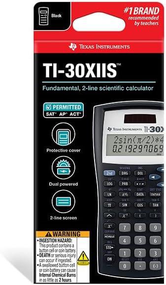 Texas Instruments TI-30XIIS Scientific Calculator, Black with Blue Accents