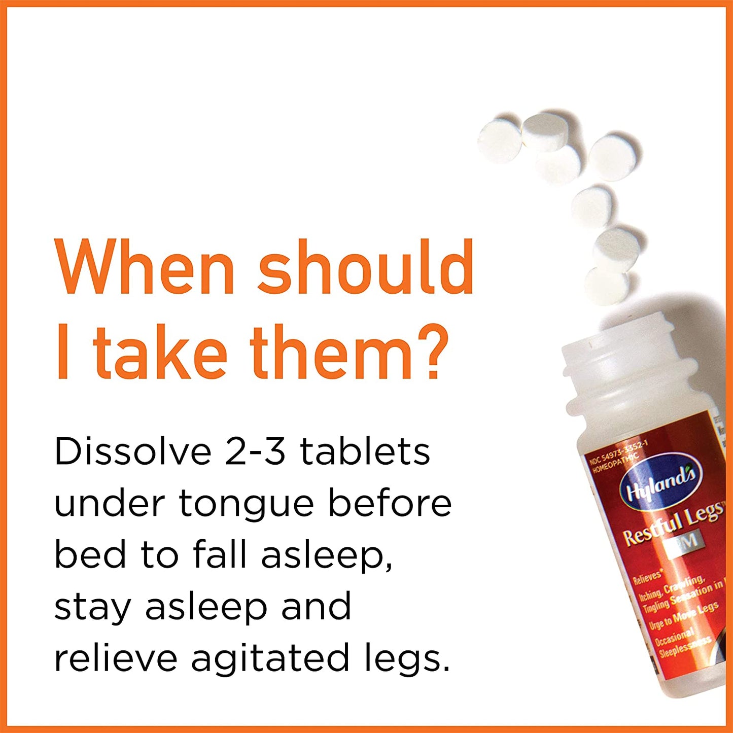 Hyland's Restful Legs Nighttime PM Tablets, 50 Count (Calms Agitated Legs So You Can Sleep)