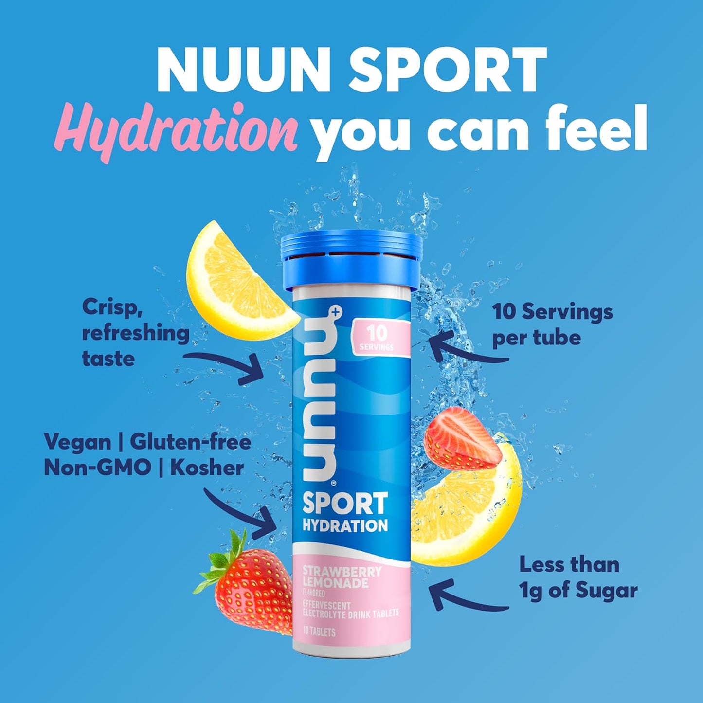 Nuun Sport Hydration Electrolyte Drink Tablets (Strawberry Lemonade Flavored) 1.8oz / 52g