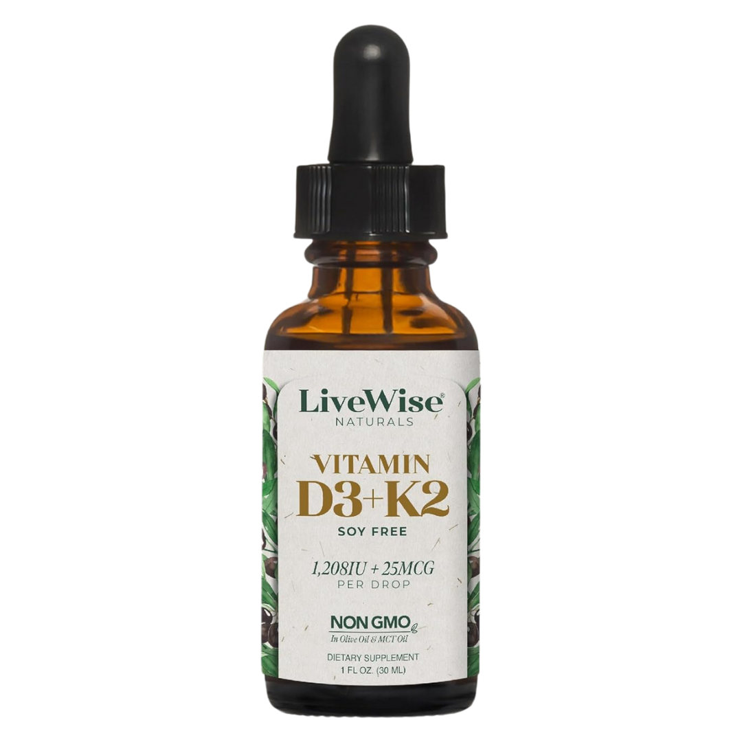 LiveWise Naturals Vitamin D3 + K2 Soy Free 1,208 IU + 25 mcg per drop, 1 oz / 30 ml