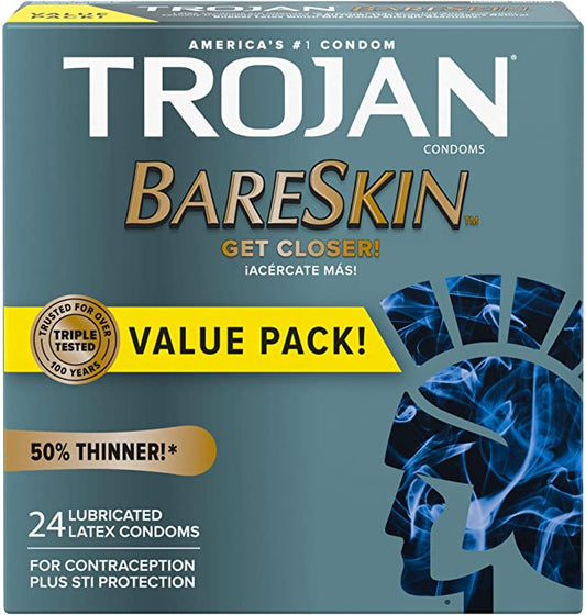 Trojan Bareskin Thin Premium (24 Lubricated Latex Condoms)