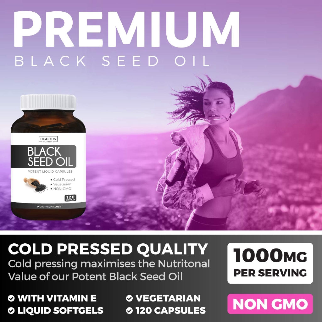 Healths Harmony Black Seed Oil Dietary Supplement 120 Capsules