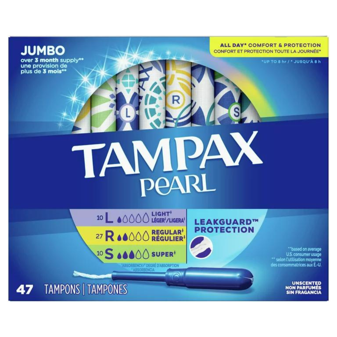 Tampax Pearl Leakguard Protection Tampons Jumbo Unscented All Day Comfort & Protection