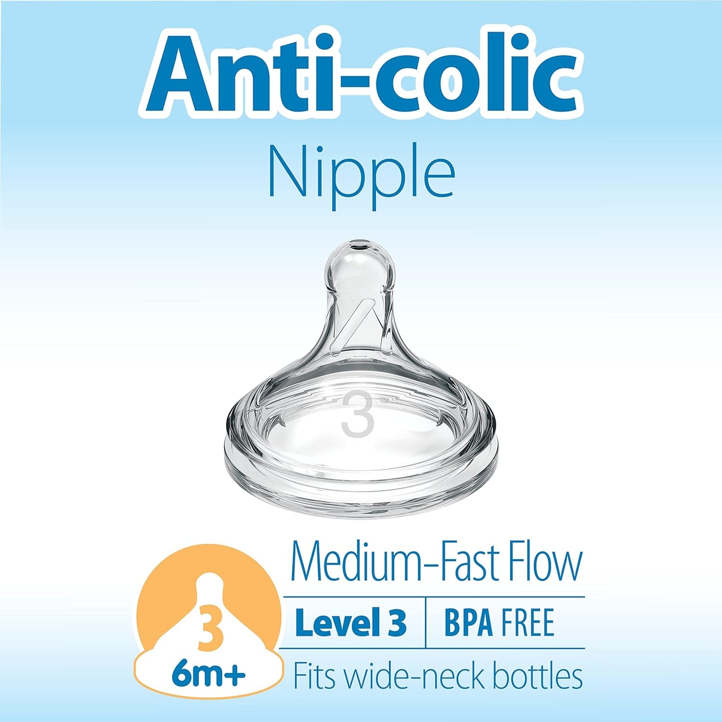 Dr. Brown's Natural Flow Anti-Colic Nipple Wide Neck 2 Pack