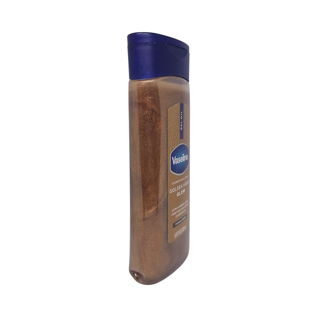 Vaseline Gel Oil Glazed and Glisten Golden Hour Glow Vanilla Cocoa, 6.8 oz / 200 ml