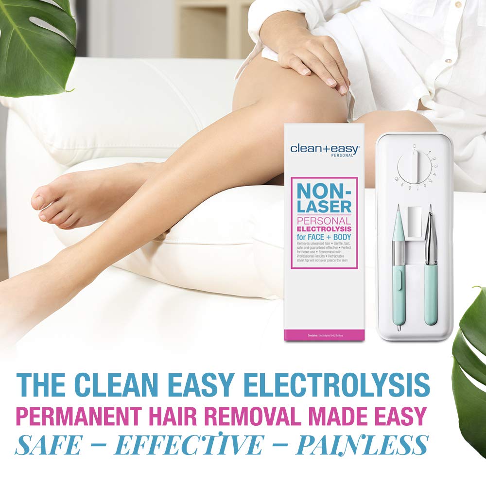 Clean + Easy Personal Non-Laser Personal Electrolysis for Face + Body Removes Unwanted Hair for Home Use