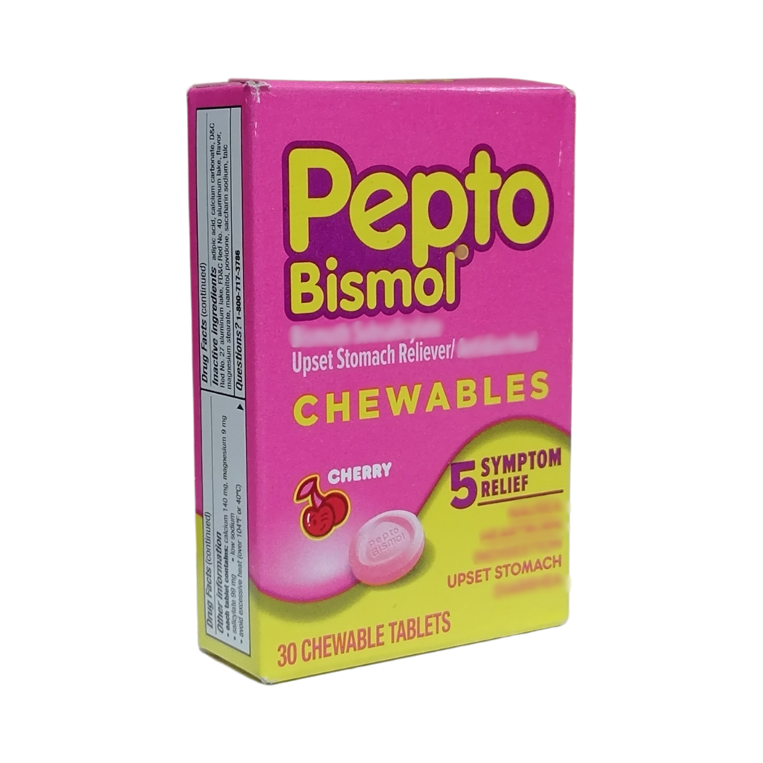 Pepto Bismol Upset Stomach Reliever Chewables Cherry Flavor, 30 Tablets