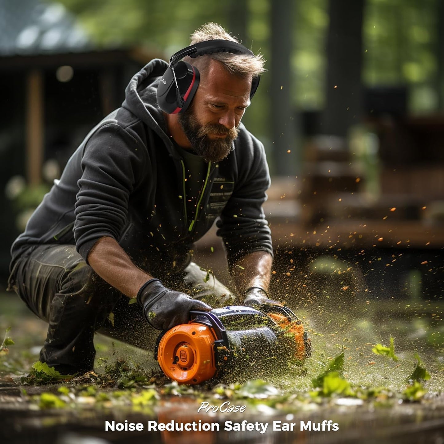 ProCase Noise Reduction Safety Ear Muffs, NRR 28 dB Hearing Protection for Adults And Kids, Red (NO BOX)