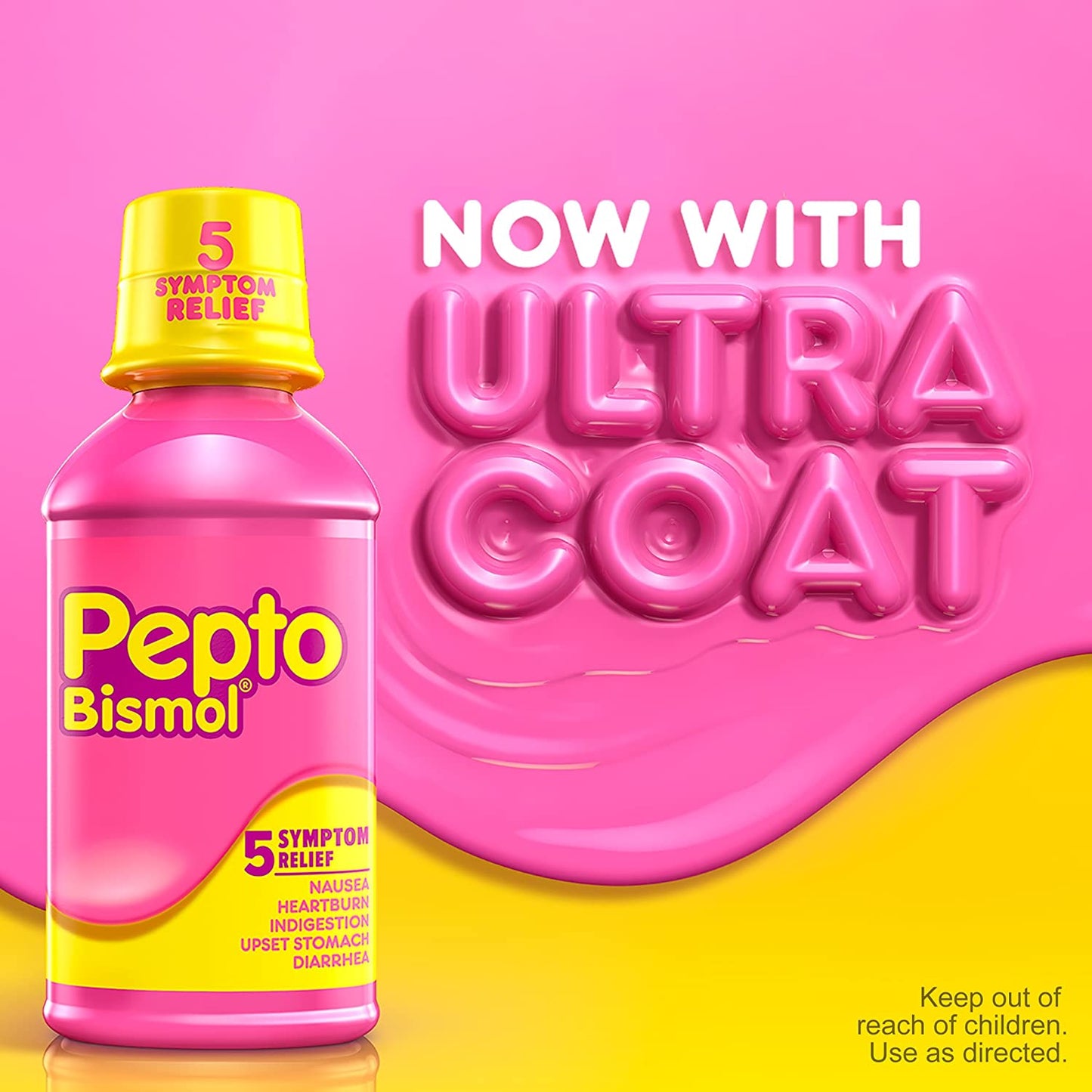 Pepto Bismol 5 Symptom Stomach Relief Liquid, Original, 12 fl.oz. / 354 ml