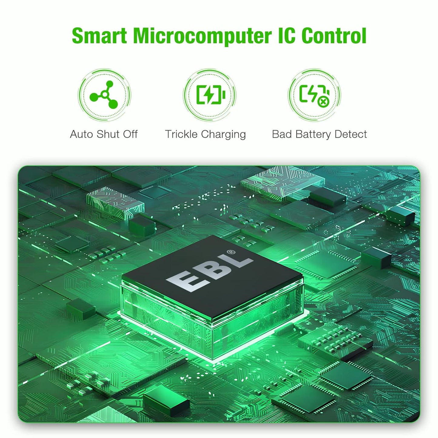 EBL Smart LCD Charger for AA AAA 9V NI-MH NI-CD Rechargeable Batteries 10pcs AA/AAA 2pcs 9V