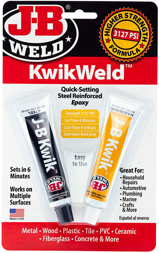 JB Weld KwikWeld Quick Setting Steel Reinforced Epoxy, 1 oz. / 28.4 g each (8276)